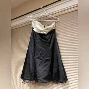 Black and cream semi formal strapless dress